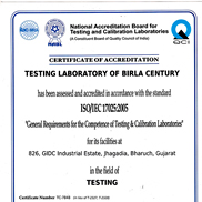 NABL Accreditation for our Testing Laboratory of Birla Century